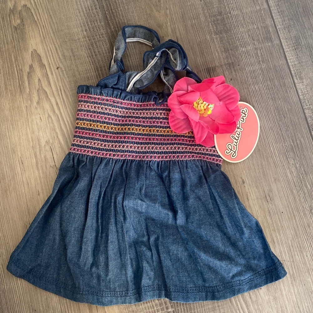 Denim Smocked Dog Doggie Dress